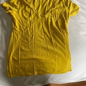 Banana Republic Yellow V-Neck Women's T-Shirt